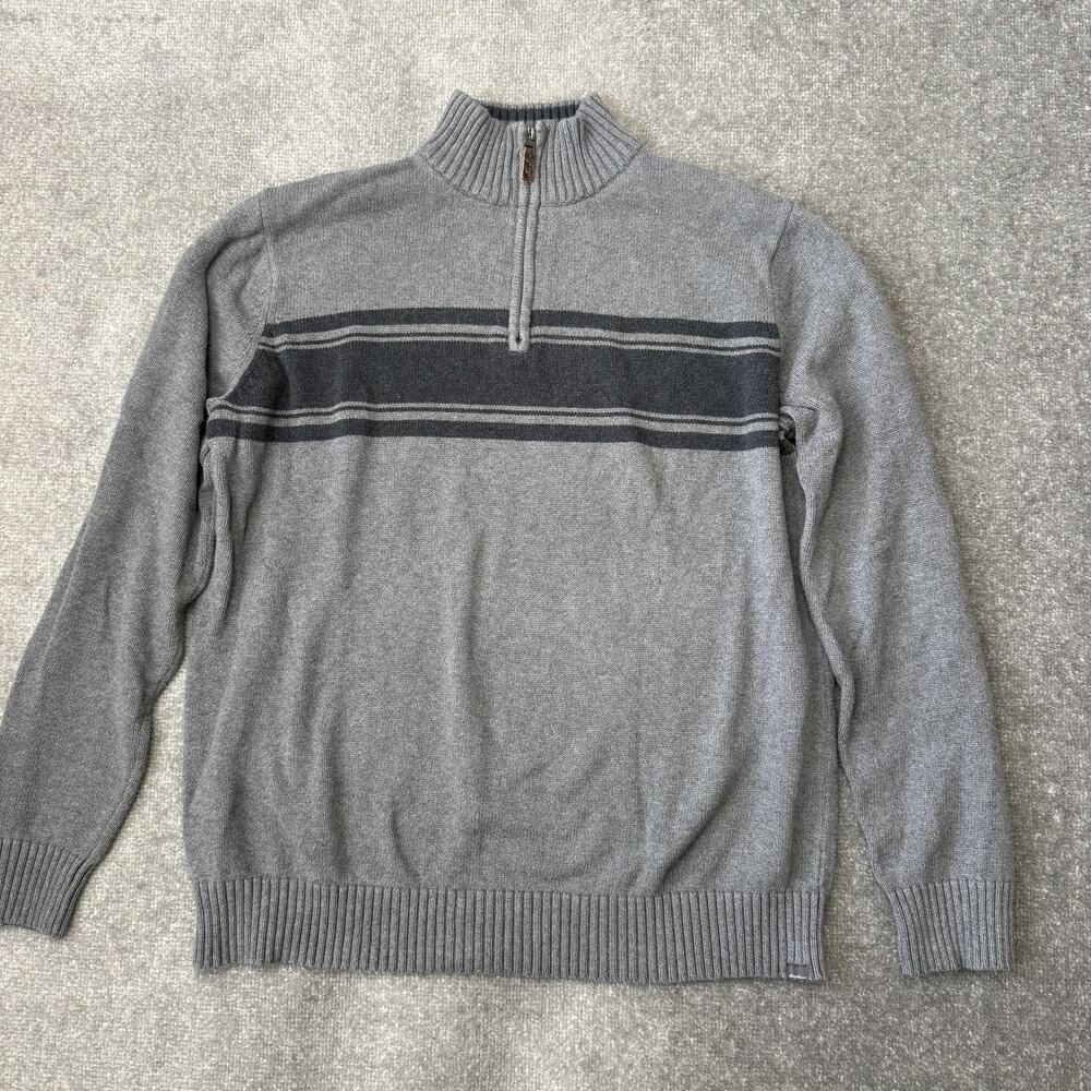 Eddie Bauer Sweater Mens XL Tall Half Zip Pullover Stripe Knit Casual